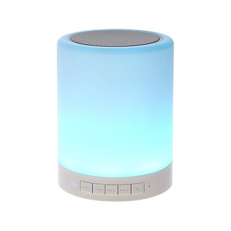 Portable Bluetooth Speaker Lamp with Microphone, LED Ambiance, SD Card Reader, and Multi-Device Compatibility