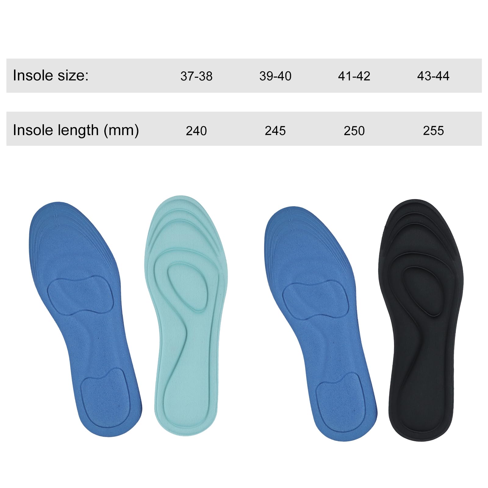 Semelles Confort Mémoire De Forme Lot De 2 - Absorbant Chocs Respirantes Pour Chaussures (41-42)