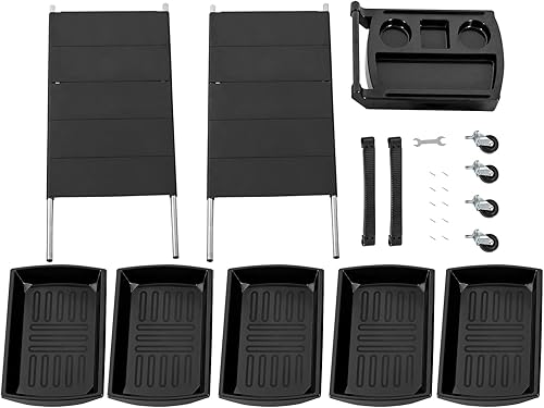 Miniatura 7 de Carrito de salón de belleza de 6 niveles con mango+ruedas rodantes bandeja de almacenamiento con 5 cajones peluquería peluquería herramienta