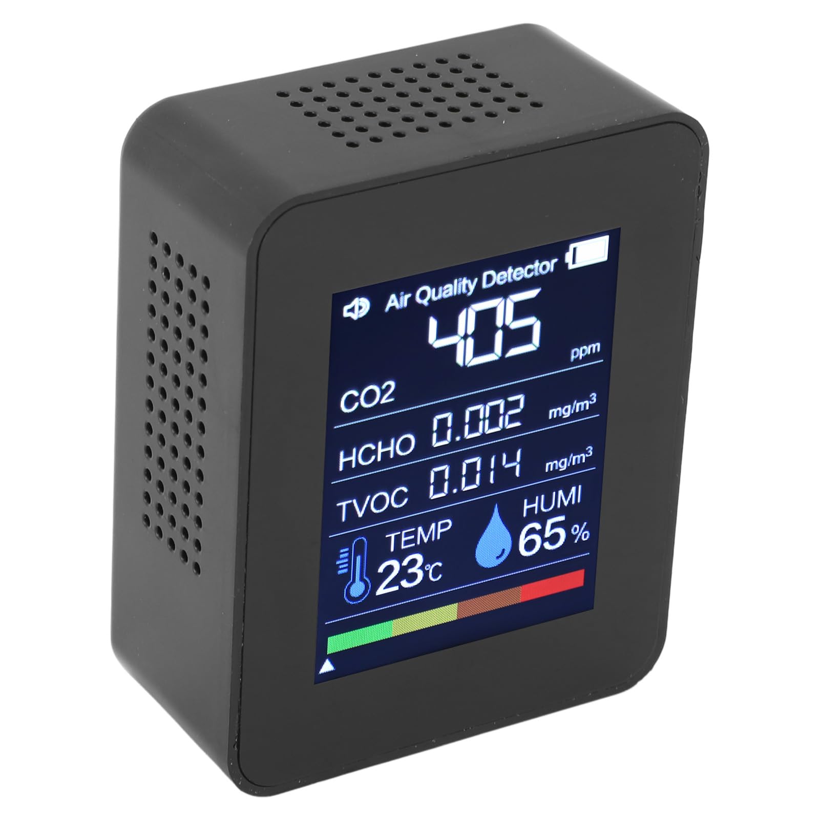 Detector de Calidad del Aire 5 en 1, probador portátil para Interiores, Monitor preciso de Humedad y Temperatura CO2 HCHO TVOC para el hogar y el Coche