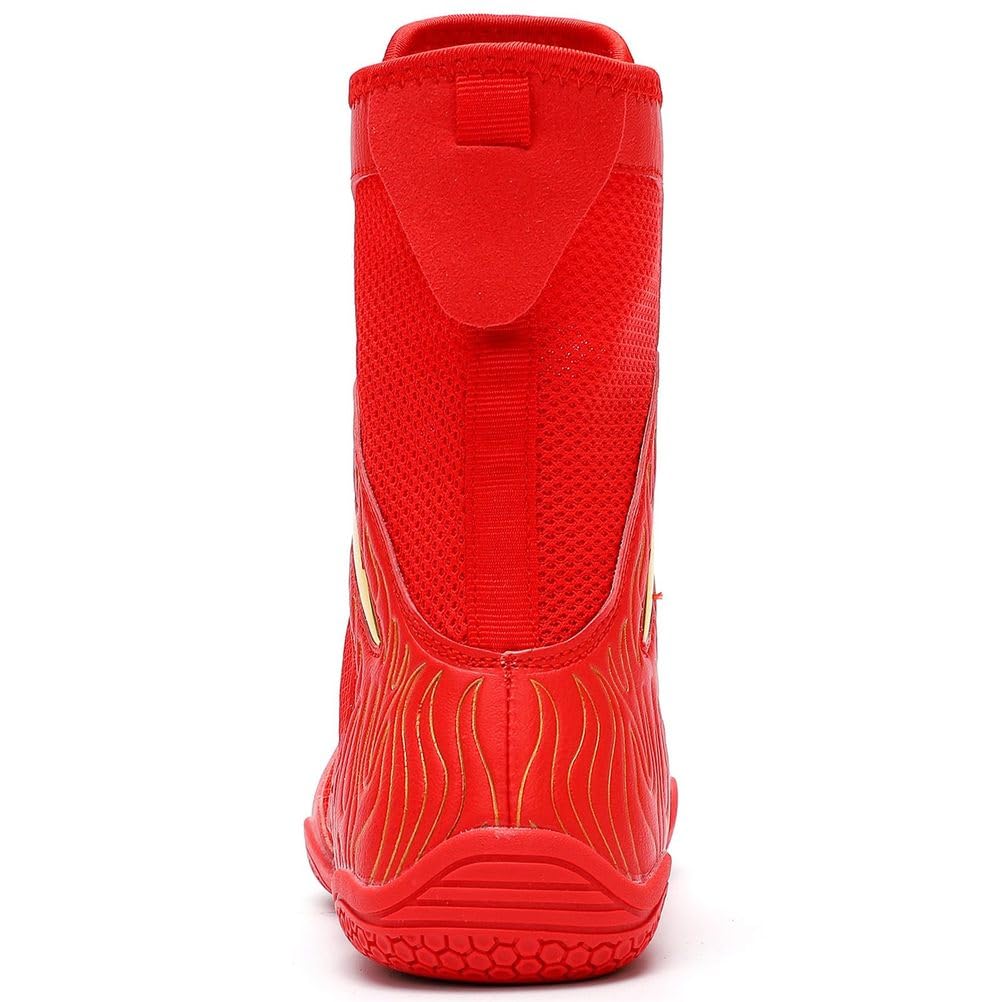 Scarpe da Boxe da Uomo per Giovani, Leggere in Mesh, Alte, da Kickboxing, per Combattimento e Allenamento Atletico Fitness,Rosso,39 EU