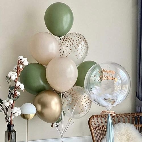 Miniatura 7 de Kit de arco de guirnalda de globos de color blanco, verde y dorado, globos de látex metálico de confeti para niños, cumpleaños, baby shower, fiesta,