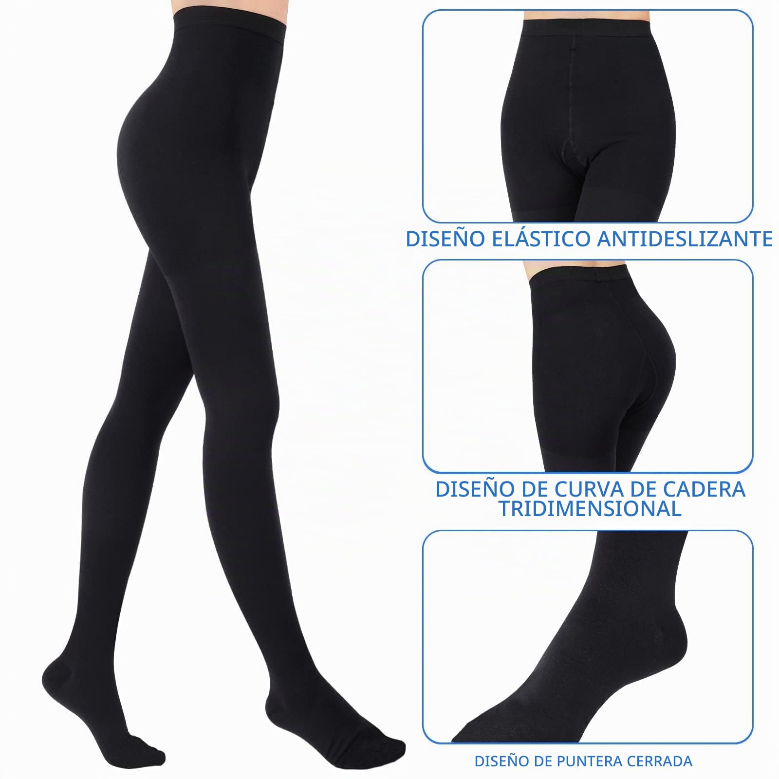20-30 mmHg Medias de compresión médicas para hombre y mujer, clase II, con puntera cerrada, compresión graduada lipedema