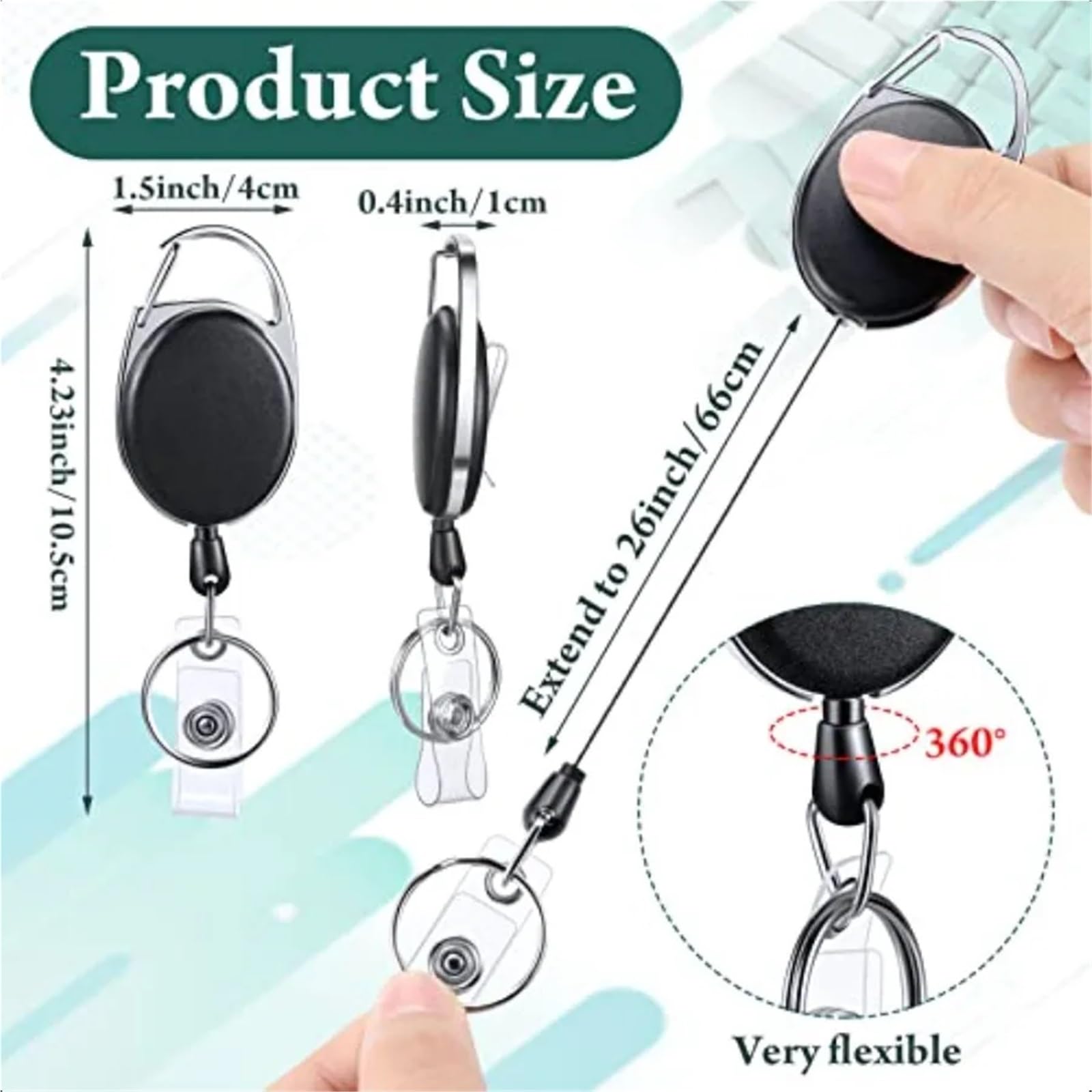 50 Pcs Heavy Duty Einziehbare Ausweishalter Charge ID Halter Clip Groß Schlüssel Mit Ring for Büroangestellte Für Schlüssel Kartenhalter