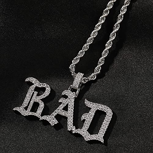 Custom Old English Name Necklace Personalized Iced Out Pendant Chain Custom Script Initial Nameplate Necklaces Hip Hop Jewelry Diamond Chain Pendant Necklace for Men Women4