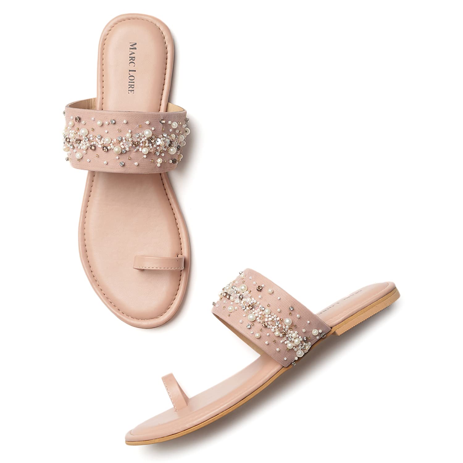 Marc Loire Womens Slip on Smart Embellished Ethnic Flats for Regular Wear (Nude, Numeric_6) (B09V7LWWH9) Amazon Price History, Amazon Price Tracker