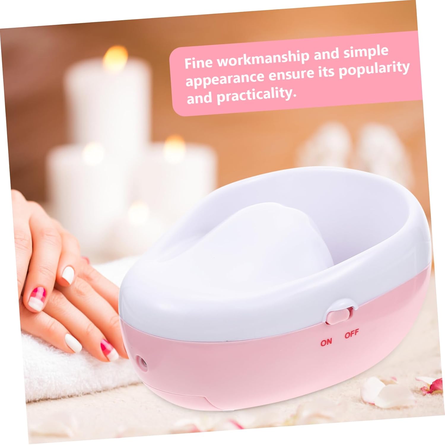Creative Electric Nail Soak Bowl for Manicure Spa Hand Soak Bowl Non-slip Base Material for Diy Nail Art and Professional Use Pink Us Plug