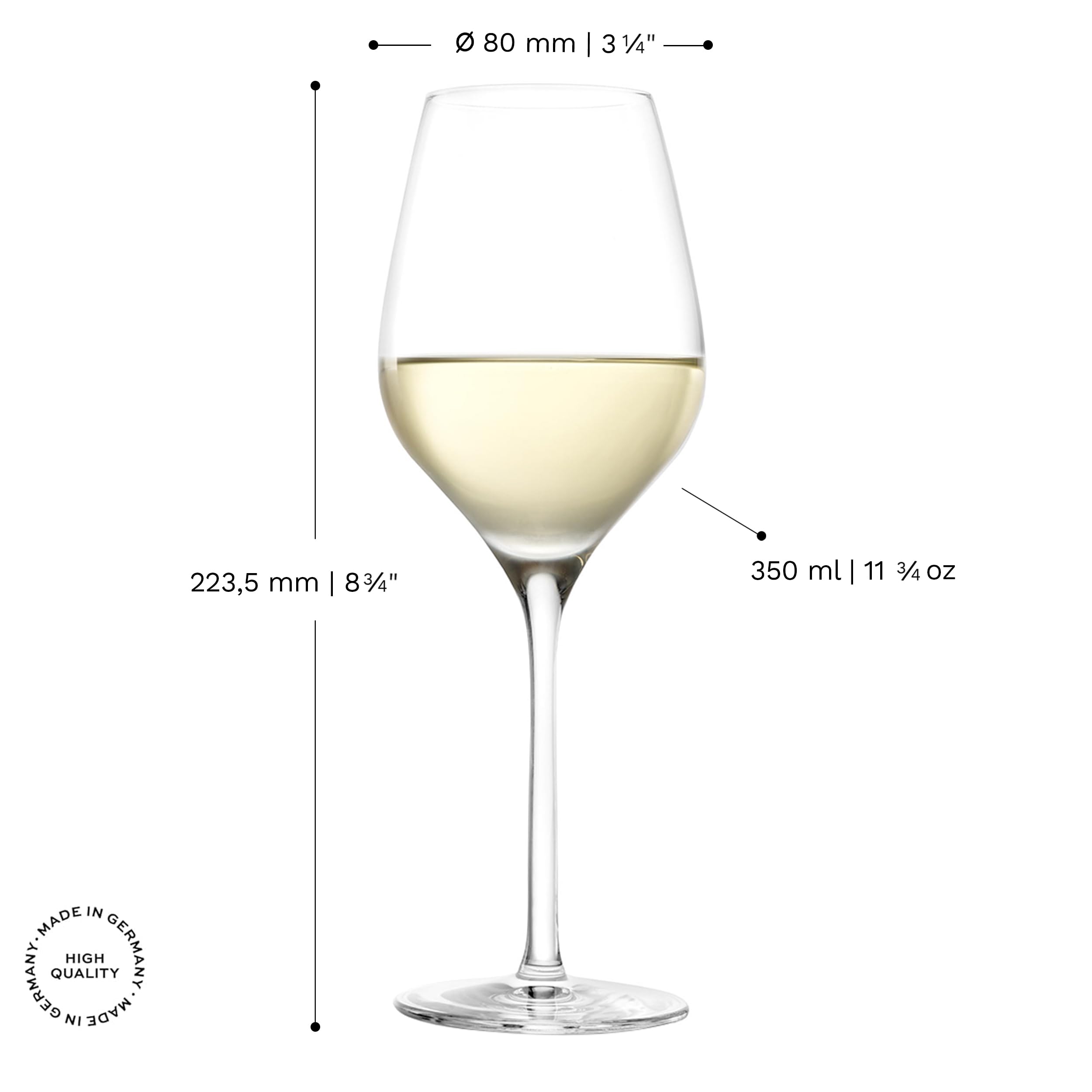 Stölzle Lausitz Verres à Vin Blanc Exquisit Royal 6-Pièces 350 ml – Verres Élégants en Cristal pour Vin Rouge Léger & Rosé – Résistants au Lave-Vaisselle