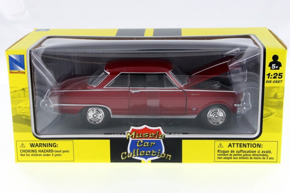 Amazon.com: 1964 Chevy Nova SS Burgundy Muscle Car Collection 1/25