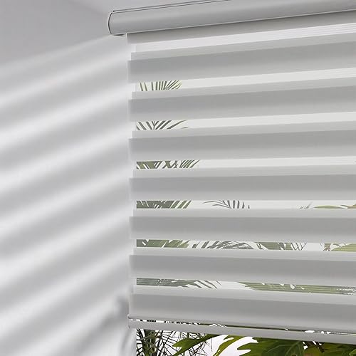 MYshade Persianas sin cordones de cebra para ventanas, persianas de doble capa para filtrar la luz, persianas para cocina, dormitorio, sala de