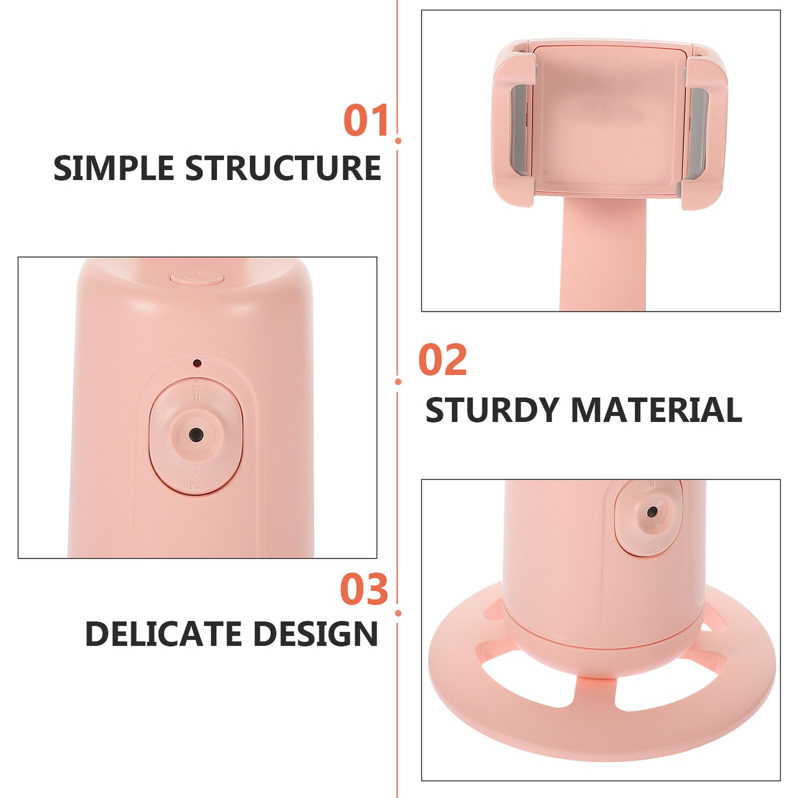 Soporte Inteligente para Teléfono Móvil Seguimiento Facial 360° Rosa Soporte de Estantería Frontal para y Transmisiones Directo Dispositivo Multifuncional para Escritorio