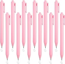 12Pcs Retractable Gel Pens, Cute Pink Smooth Ink Pens Fine Point Ballpoint Pens for Women 0.5 mm Point Black Ink Rollerball Pens for Office School Home Supplies