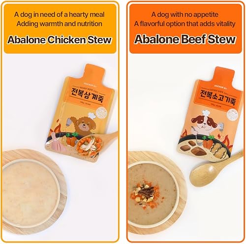 Miniatura 3 de Estofado de ternera de abulón  Comida suave y húmeda para perros con abulón fresco, carne de res y zanahoria  5 bolsas empaquetadas individualmente