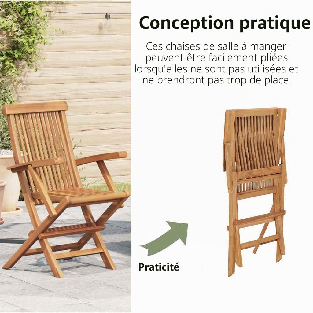Chaises pliables de jardin lot de 2 Bois de teck solide