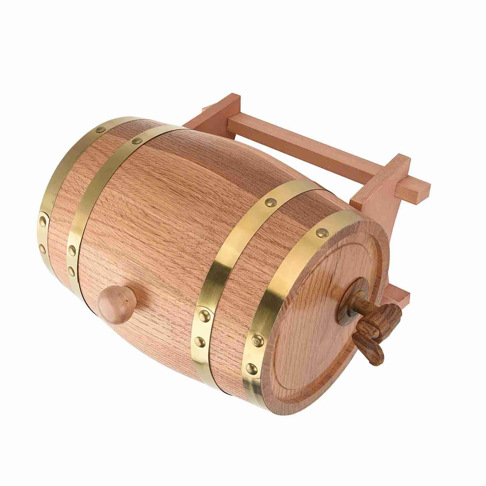 Aoresac Fût de Chêne de 1,5 Litre Fait à la Main avec Support, testé Sous Pression pour les Fuites, Robinet en Plastique Facile à Distribuer, Améliore le Goût au Fil du Temps avec (peut-être)
