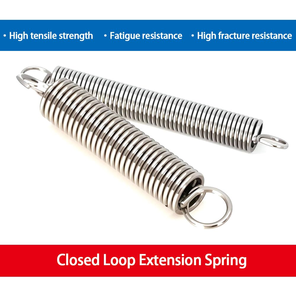 2 Pcs Stainless Steel 304 Extension Springs with Hooks,2mm Wire Dia,20mm OD,190mm Length
