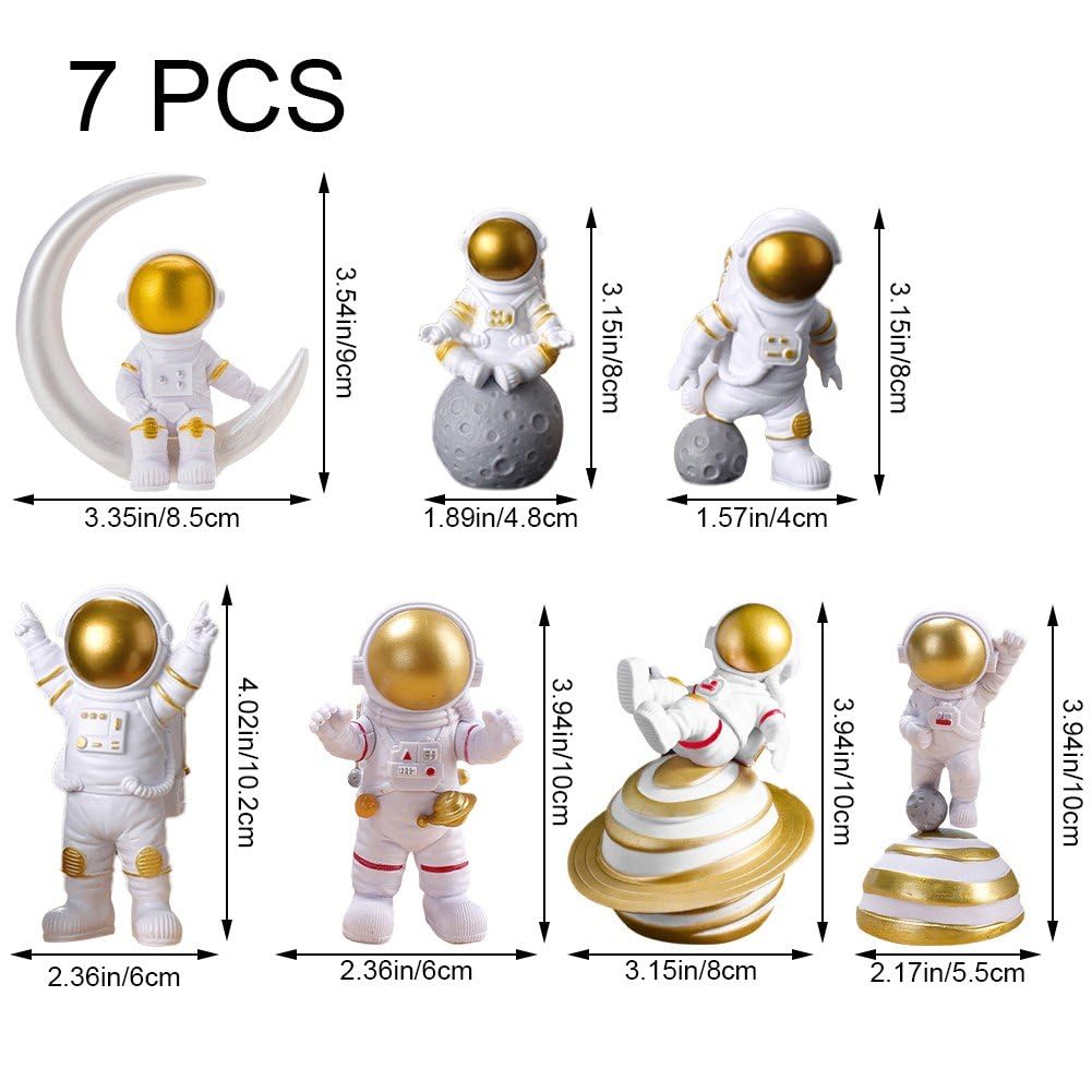 Estatua De Estatuilla De Astronauta, 7 Piezas De Escultura De De Astronauta para Decoración De Escritorio, Adorno De Escritorio De Planeta Espacial para Decoración Temática