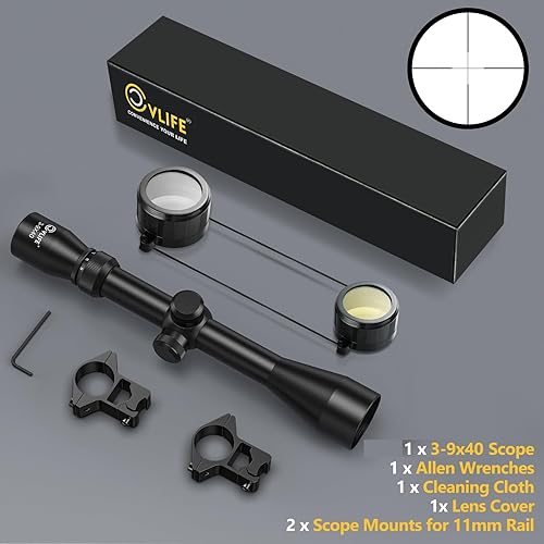 Vista 18 de CVLIFE 3-9x40 Optics R4 Retícula Crosshair Alcance con soportes de alcance Negro