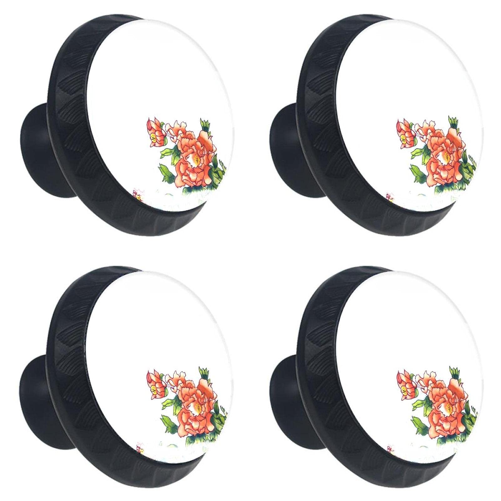 Poignées de porte de placard fleur blanche bouton de meuble décoratif lot de 4