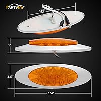 Vista 4 de Partsam 10 luces LED ámbar de 6-5/8, 4 LED, montaje en superficie cromada con tapones de bala, repuesto impermeable