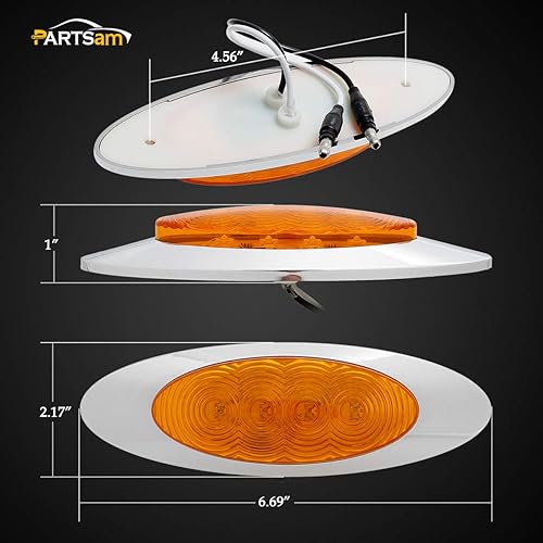 Miniatura 4 de Partsam 10 luces LED ámbar de 6-58, 4 LED, montaje en superficie cromada con tapones de bala, repuesto impermeable para