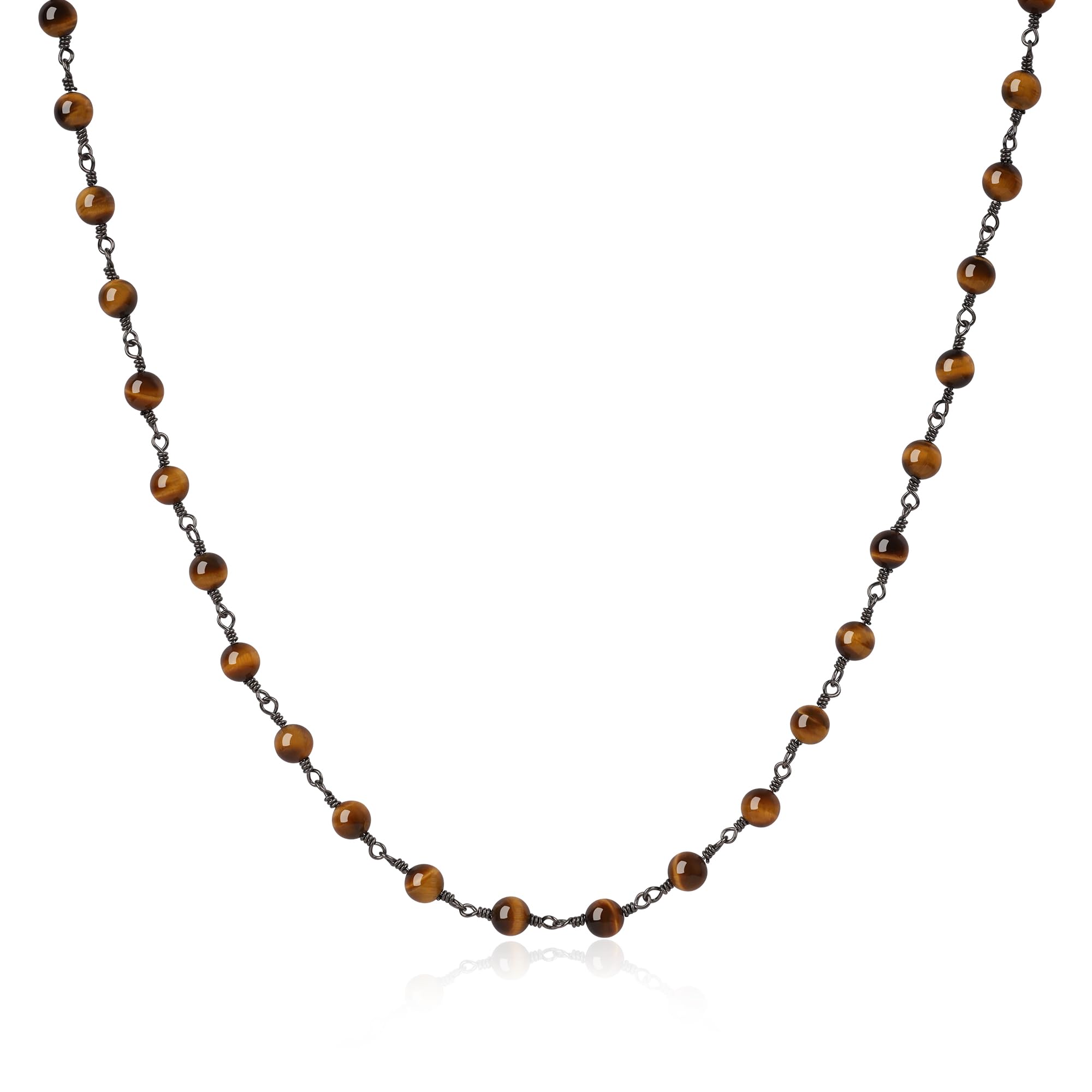 COAI Collar Rosario Unisex con Perlas de Piedras Naturales