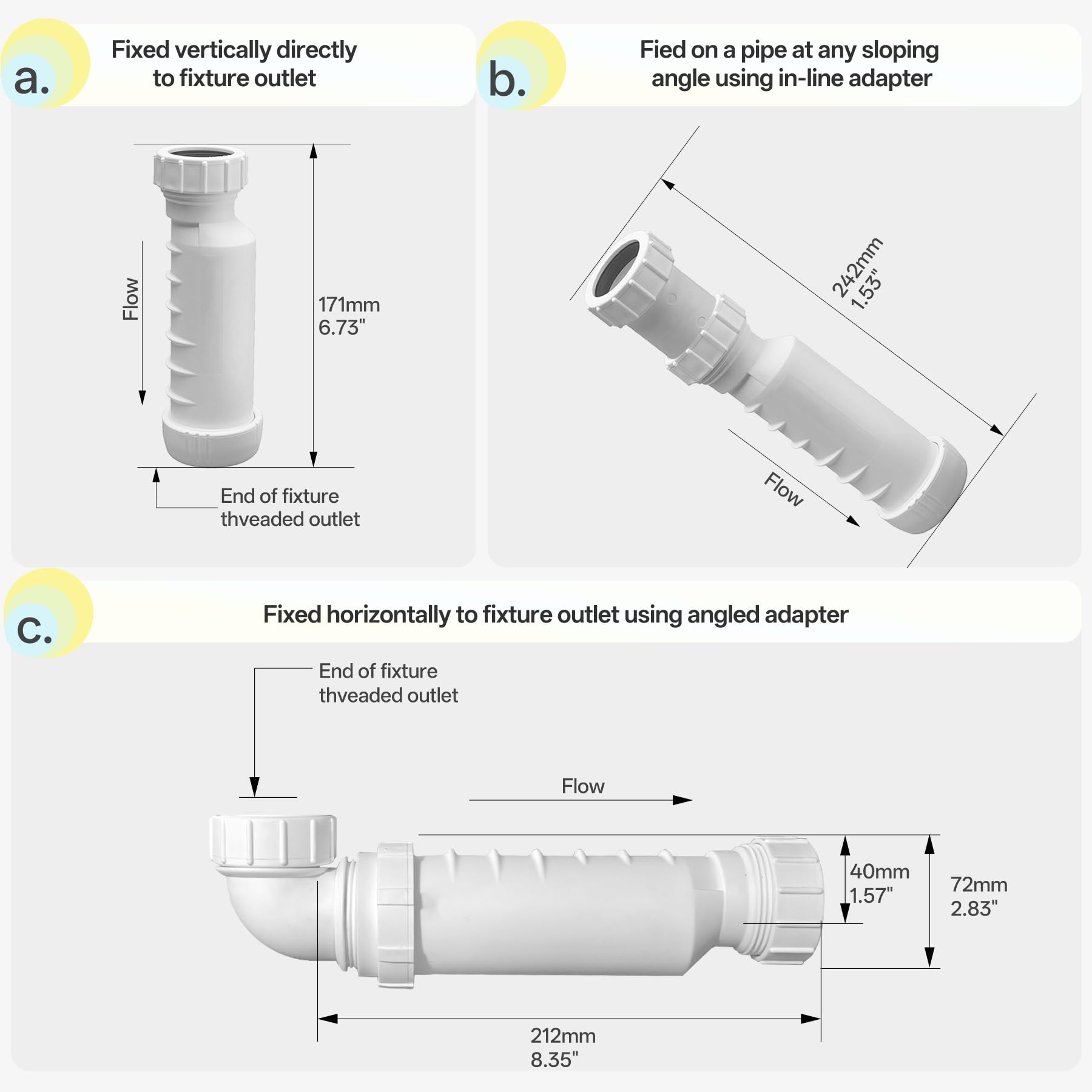 Sifone P autosigillante senz'acqua 1-1/2", valvola di scarico sanitaria HepvO unidirezionale Tecnologia di tenuta a secco trappola aggiornata previene il riflusso di aria e acque reflue Garanzia di
