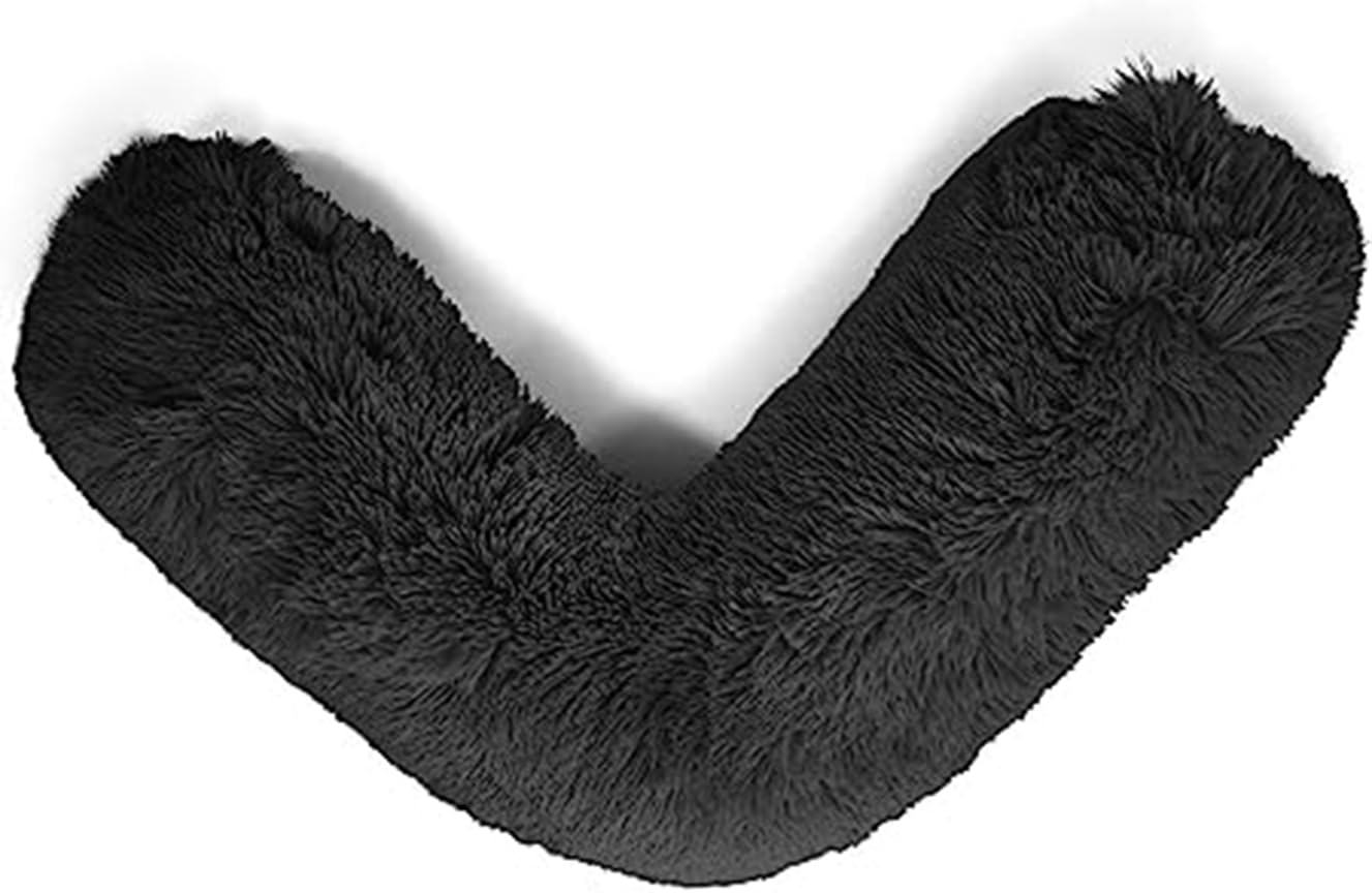 Laam linen Teddy V Shaped Complete Pillow or Case For Support Maternity Neck Back Soft Warm Plush Cosy Fleece Cover Orthopaedic V Shape Pillow Non-Allergenic (Complete Pillow, Teddy Cuddles Black)