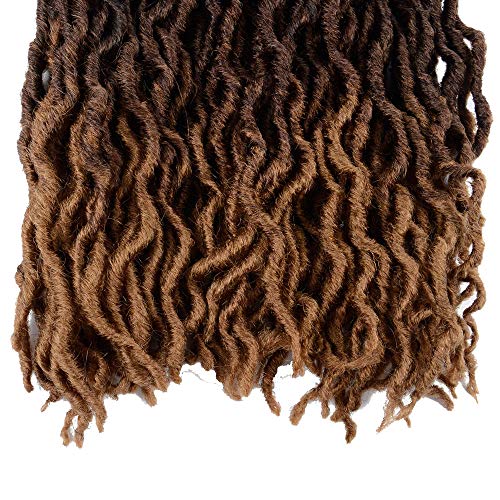 6 Pack Gypsy Locs Crochet Hair 18 Inch Crochet Locs 3 Tone Wavy Goddess Fauxs Locs Crochet Hair Extensions 1B/30/27 #TOP6