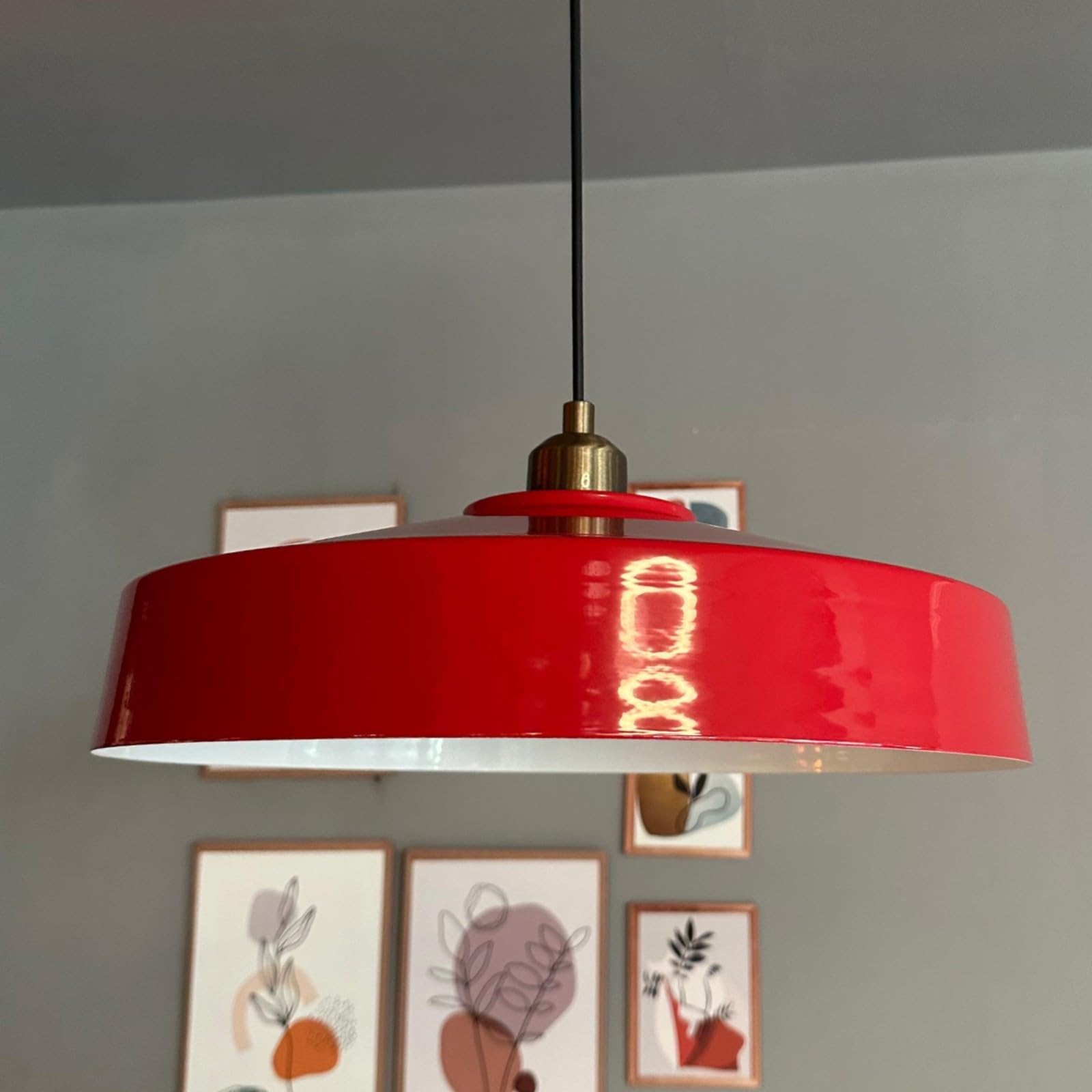 Bamyum Red Ace Hanging Lamp, Pendant Light 40 Cm, Modern Metal Kitchen Island Lights, E27 Lamp Shades, Hanging Lamp For Living Room And Dining Room, Pendant Industrial Light
