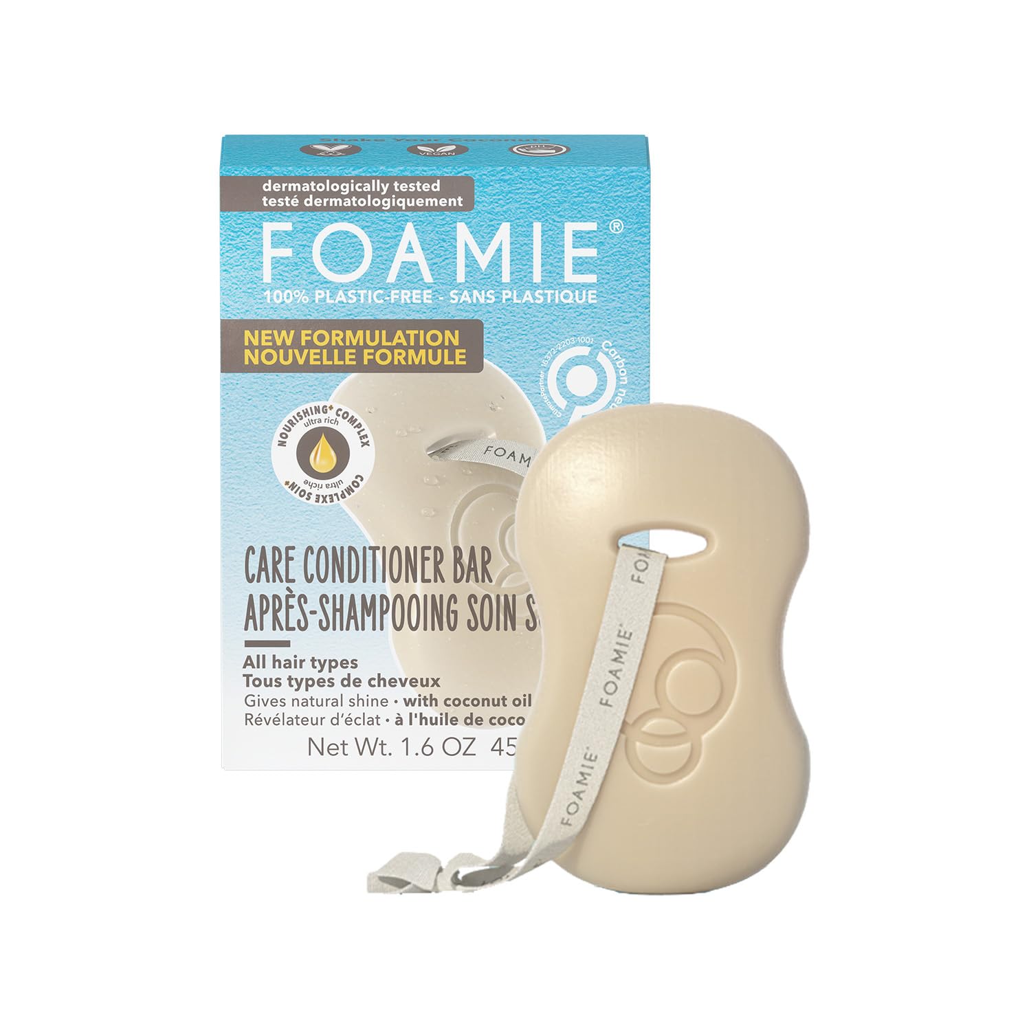 Foamie Conditioner Bar Shake Your Coconuts I Acondicionador sólido para cabellos secos I Cuidado capilar vegano y sin plásticos I 45 gramos