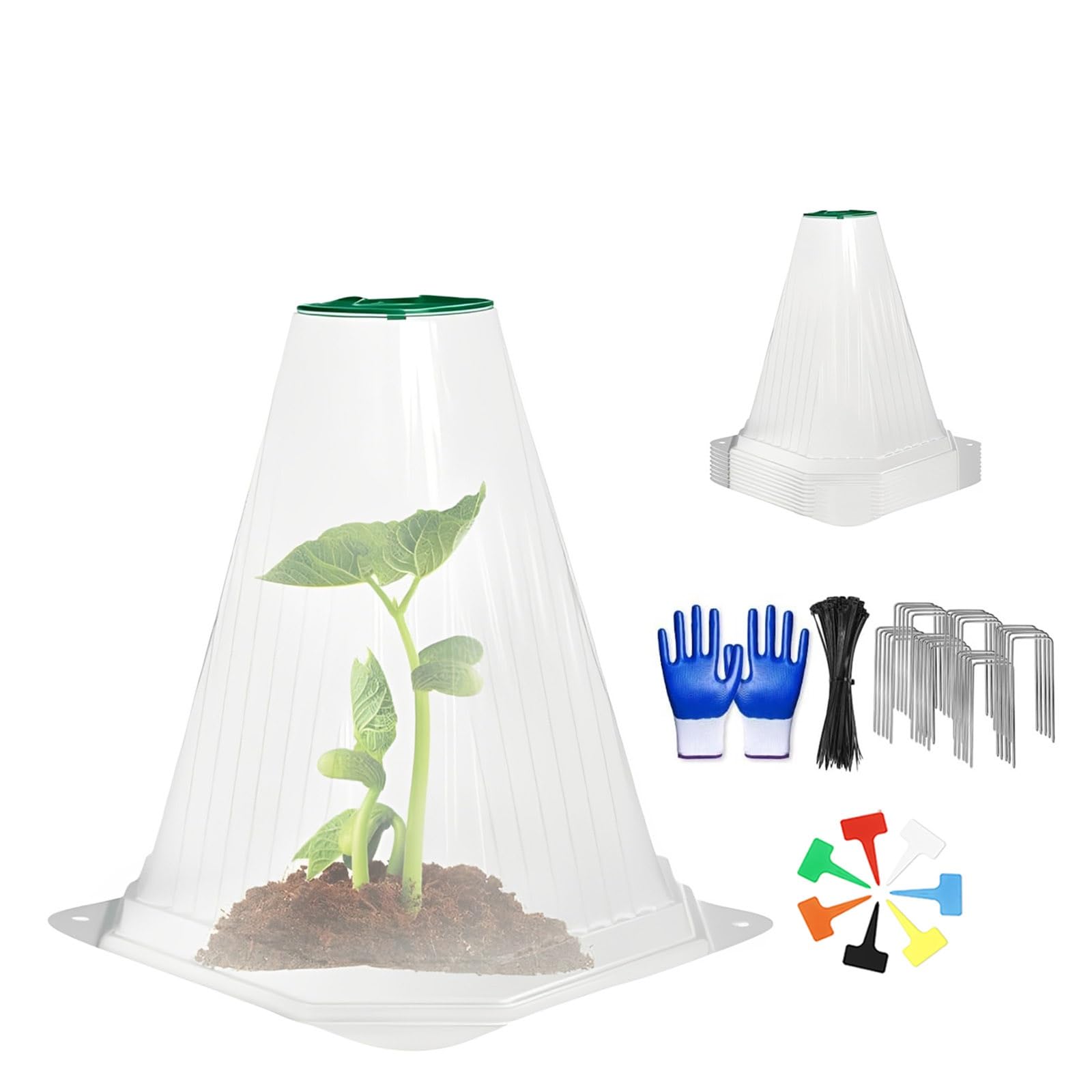 Eoweiot 20 Pack Cloches for Plants Garden Ground Cove Protection Plastic Protector Cover Reusable Mini Greenhouse