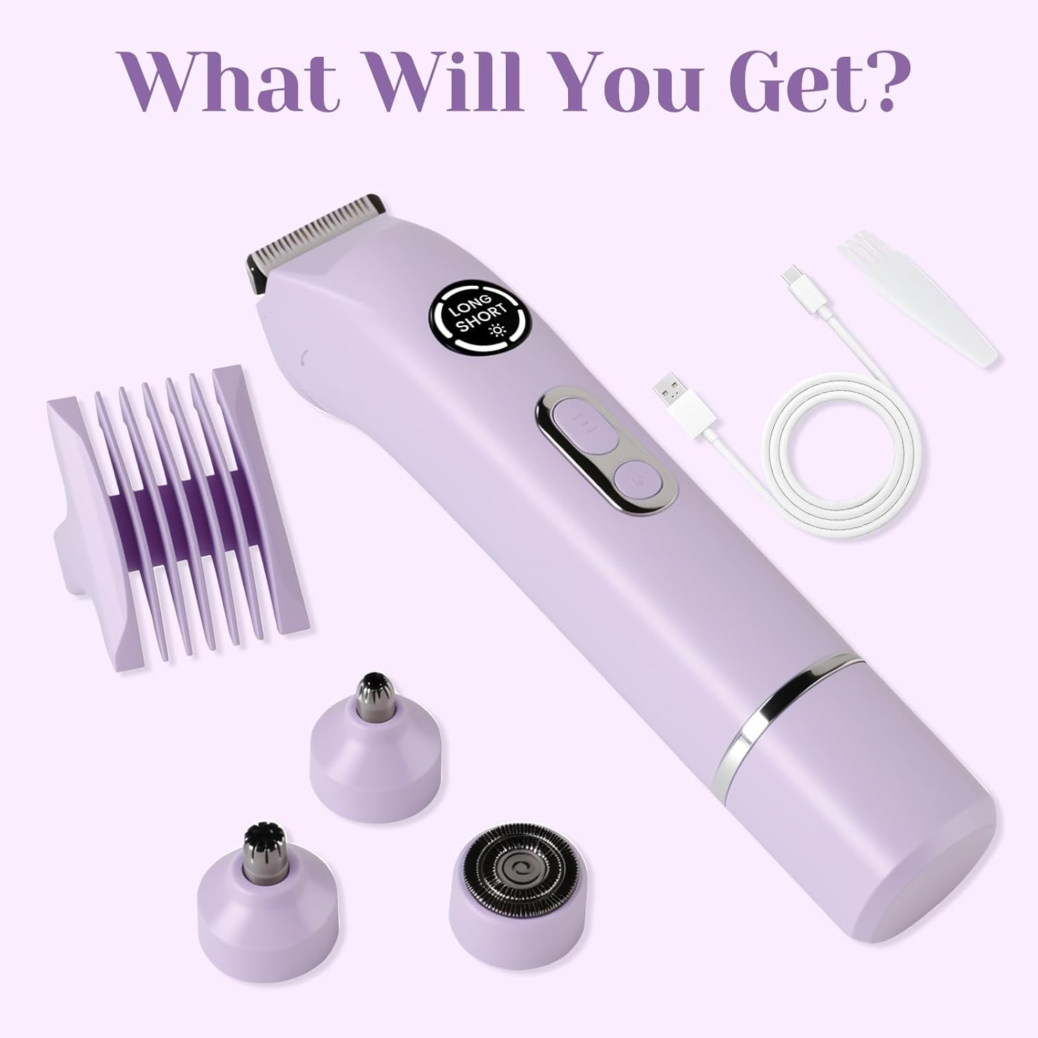 Bikini Trimmer for Women Dermave Bikini Shaver 4 in 1 Pubic Hair Trimmer, Razor for Women Private Area with Dual Heads IPX7 Waterproof, Electric Shaver for Nose Eyebrows Beard Underarm Leg Arm - Image 8