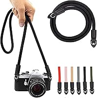 Eorefo Vintage Nylon Climbing Rope Camera Strap - 100cm Durable Neck Shoulder Wrist Strap for DSLR Mirrorless Cameras (Black)