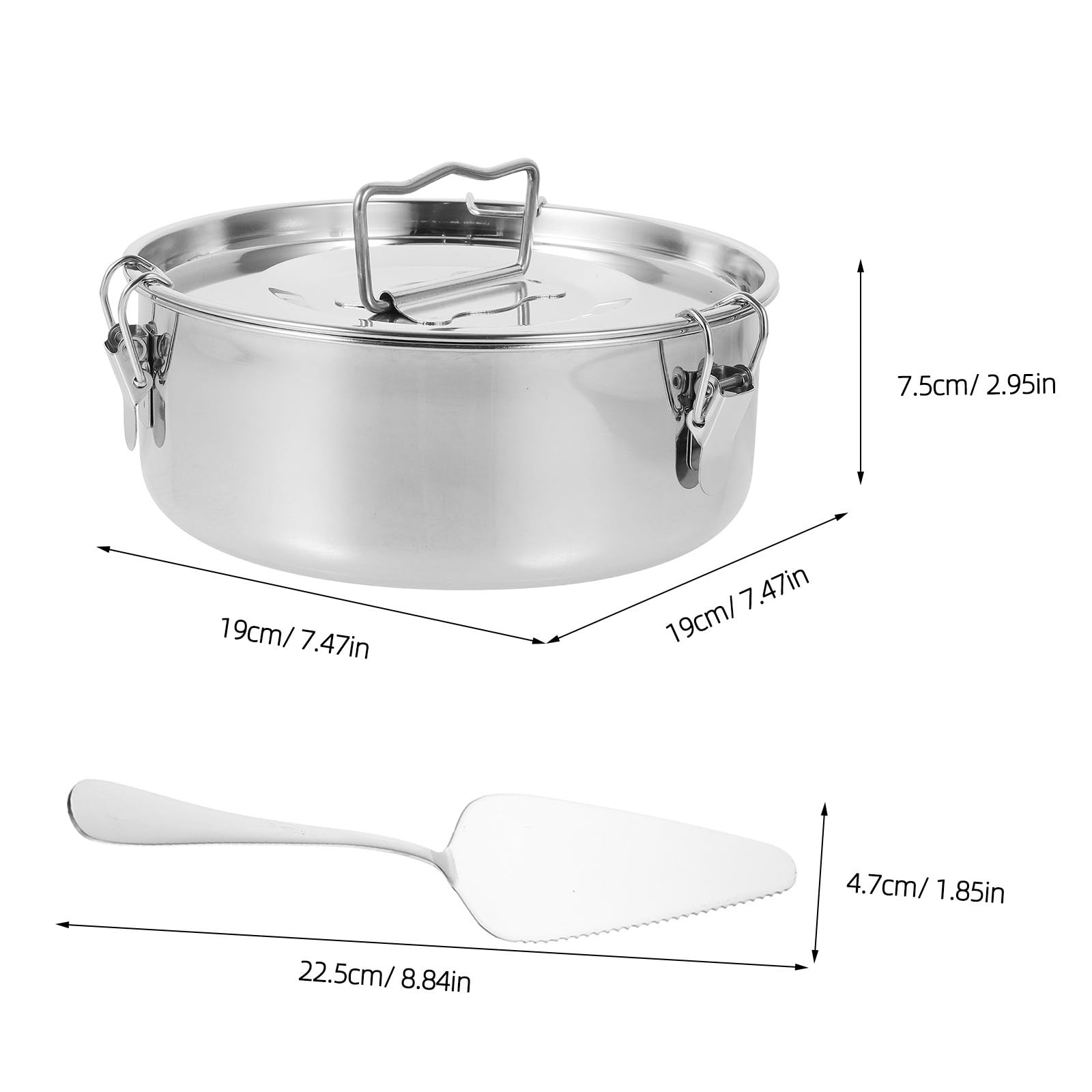 FOMIYES Molde para flan de acero inoxidable con tapa - Molde para flan con tapa y cierre, mango ergonómico, material antiadherente y espátula para tarta de queso, cupcakes, pudines y postres.