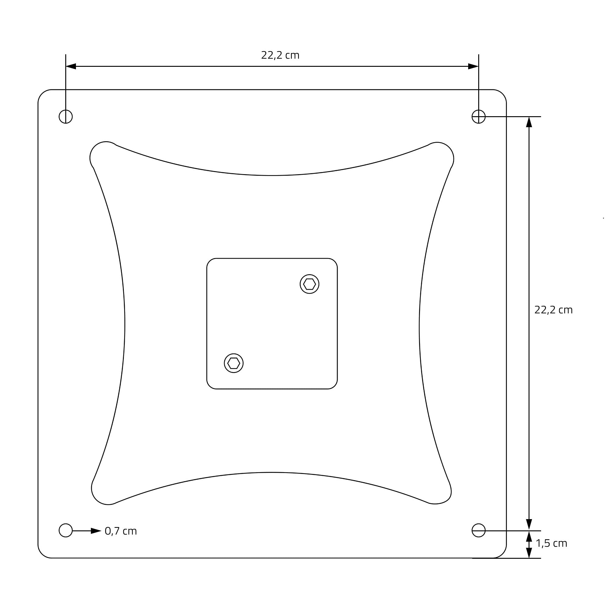 ML-Design Base per Tavolo Piedistallo Altezza 72 cm Telaio in Acciaio Verniciato a Polvere Nero con Piastra di Base Quadrata 43 x 43 cm Struttura per Interni ed Esterni