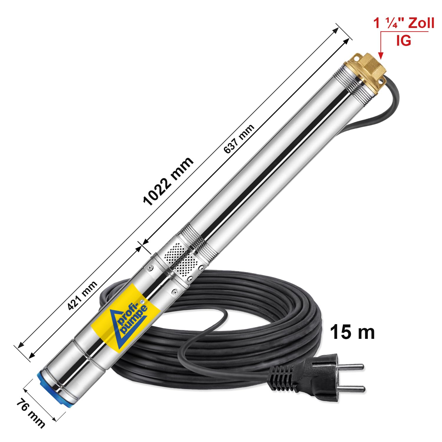 IBO 3'' STM 24 Tiefbrunnenpumpe 3 (ca.75mm Durchmesser) 3 Zoll Bohrlochpumpe Brunnenpumpe 20m Kabel