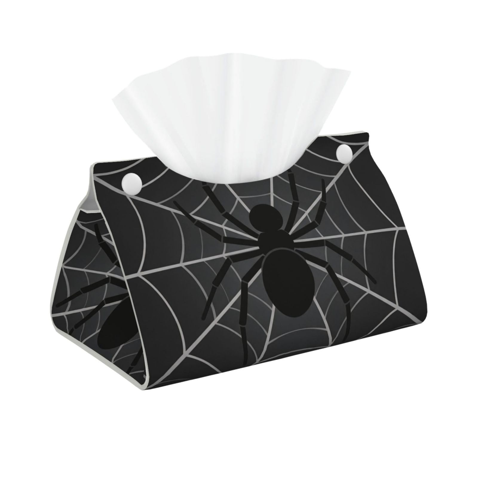 Spider Web Long Leather Tissue Box Cover-Waterproof PU Leather Tissue Holder for Bathroom, Decorative Rectangular Tissue Case