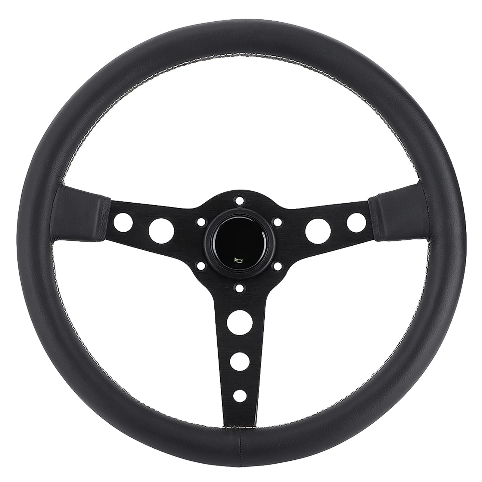 Ejoyous Universal Racing Kierownica, 6-hole Wyścigowe Kierownicy 350 Mm/14 Cali dla Prototipo Style Black Skórzanie z Szarami i Klaksonem
