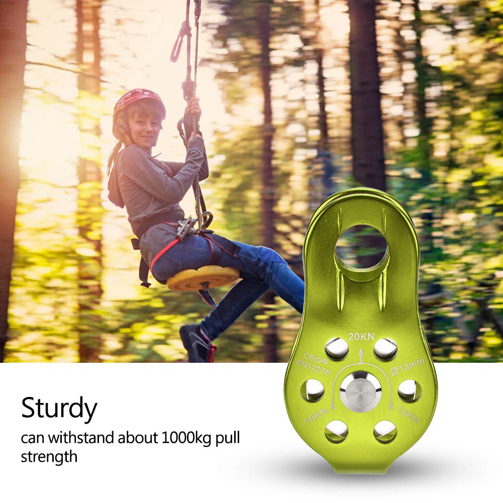Culnflun Bloque de polea de aleación de aluminio para escalada 8-12 mm Verde