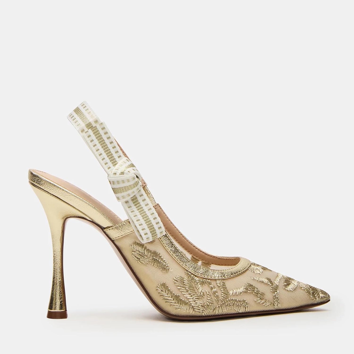 Kitten Heels for Women Slingback Heel Sandals Pumps Mesh Flower heels Pointed Toe Stiletto Floral heel Dressy Casual Wedding Bridal Shoes - Image 3