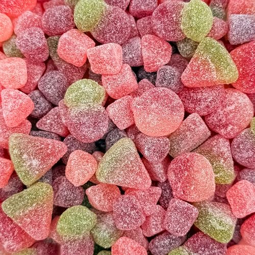 Sour Fruit Jelly Candy Mix | 1 Pound Bag | Vegan Gummies with Real Fruit Puree | Cherry, Watermelon, Peach | Gelatin Free Plant Based Texture | Dye Free Candy |...