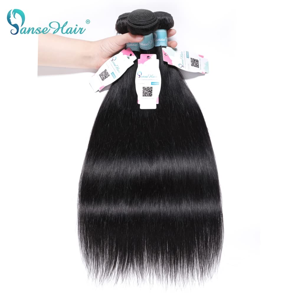 Peruvian Straight Human Hair 3 Bundles with 5x5 Lace Closure 10A 100% Unprocessed Peruvian Straight Human Hair Weave With Lace Closure…(22" 24" 26"+20"Closure,Free Part)