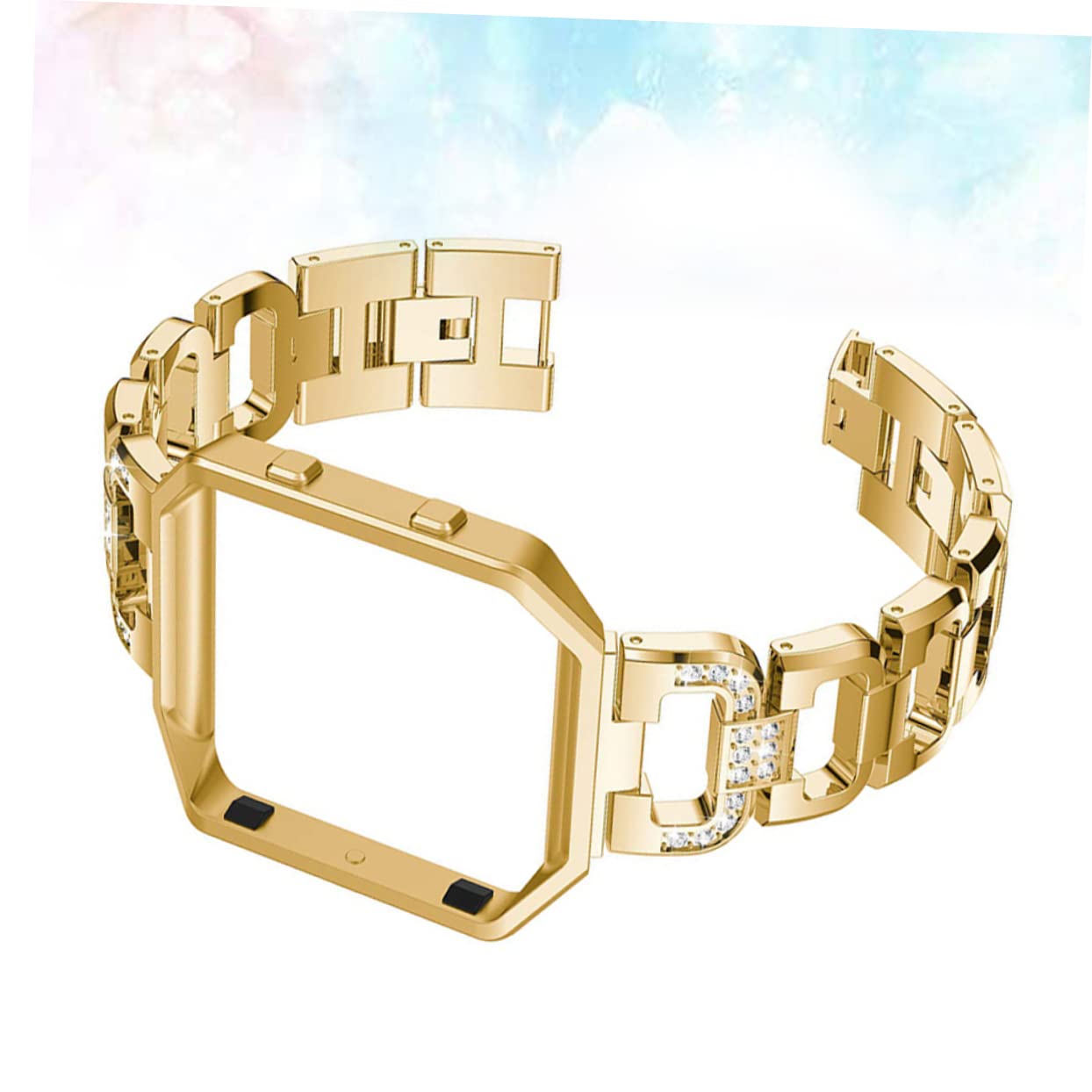 VILLCASE Correa Inoxidable para Rhinestones y Marco de Banda de Repuesto Elegante y Deportiva Compatible con Smartwatch Dorado