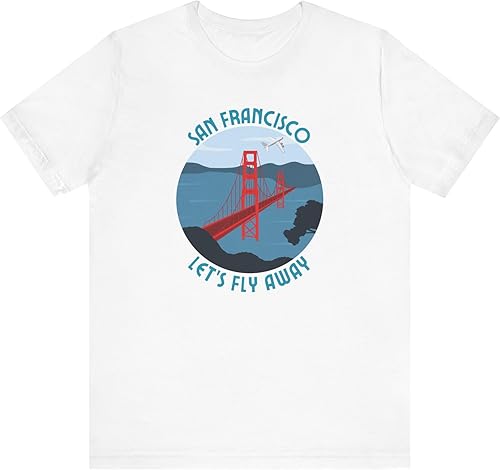 San Francisco Retro Style T-Shirt, CA Travel Poster Look, Vintage Style Flying Shirt, Golden Gate Bridge Tshirt, Retro CA