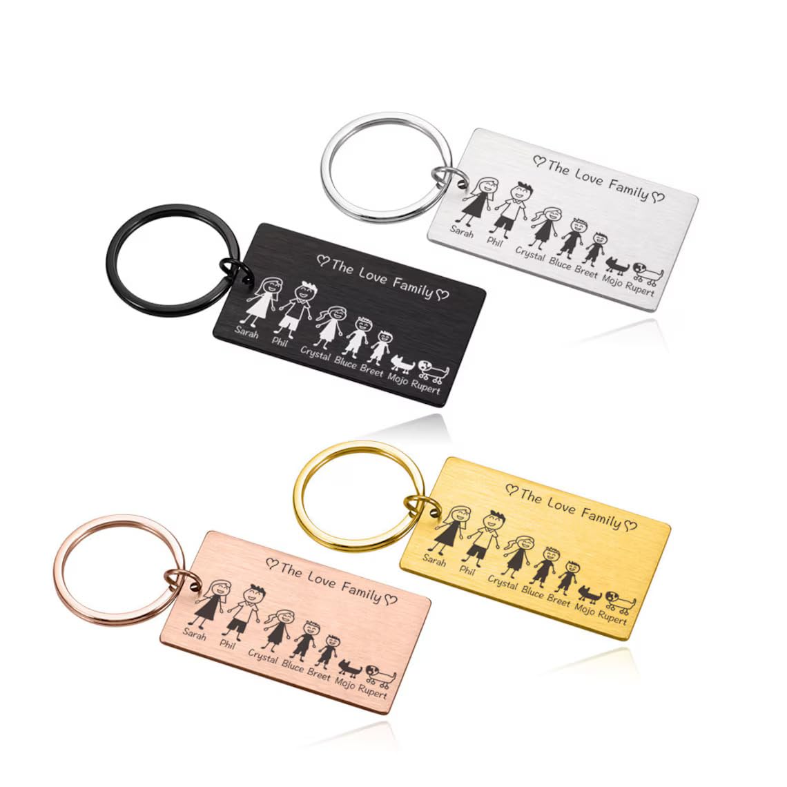 Adornkeys Personalized Family Name Keychain, Custom Keychains for Women, Men &