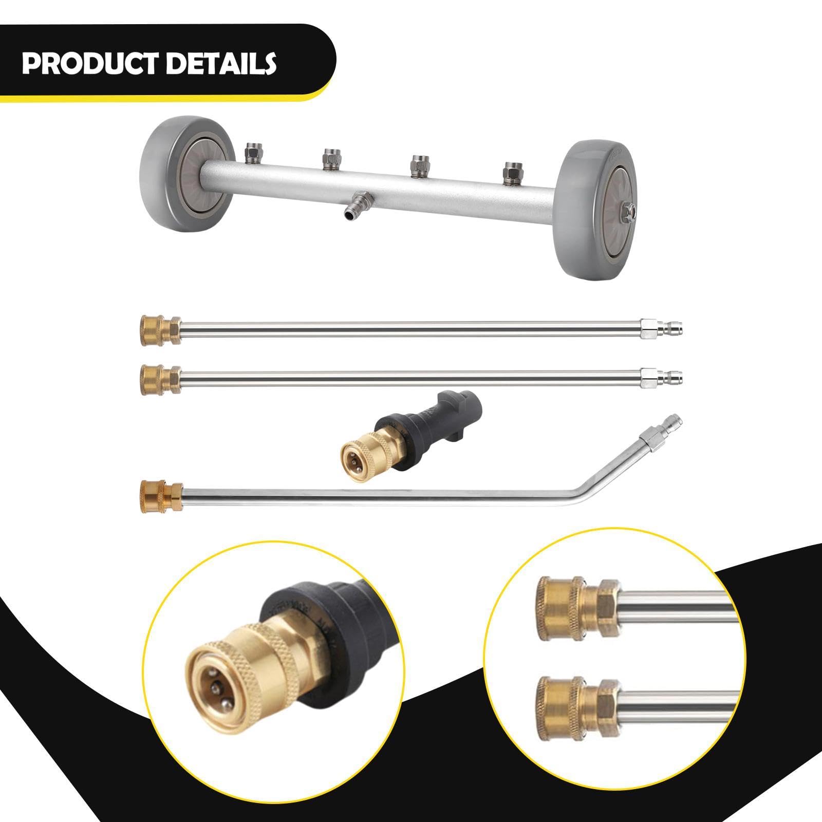3 Varillas de extensión para hidrolavadora, 4000 PSI, Piezas de reparación multifuncionales, fáciles de Instalar para limpiadores de Bajos- con Conector