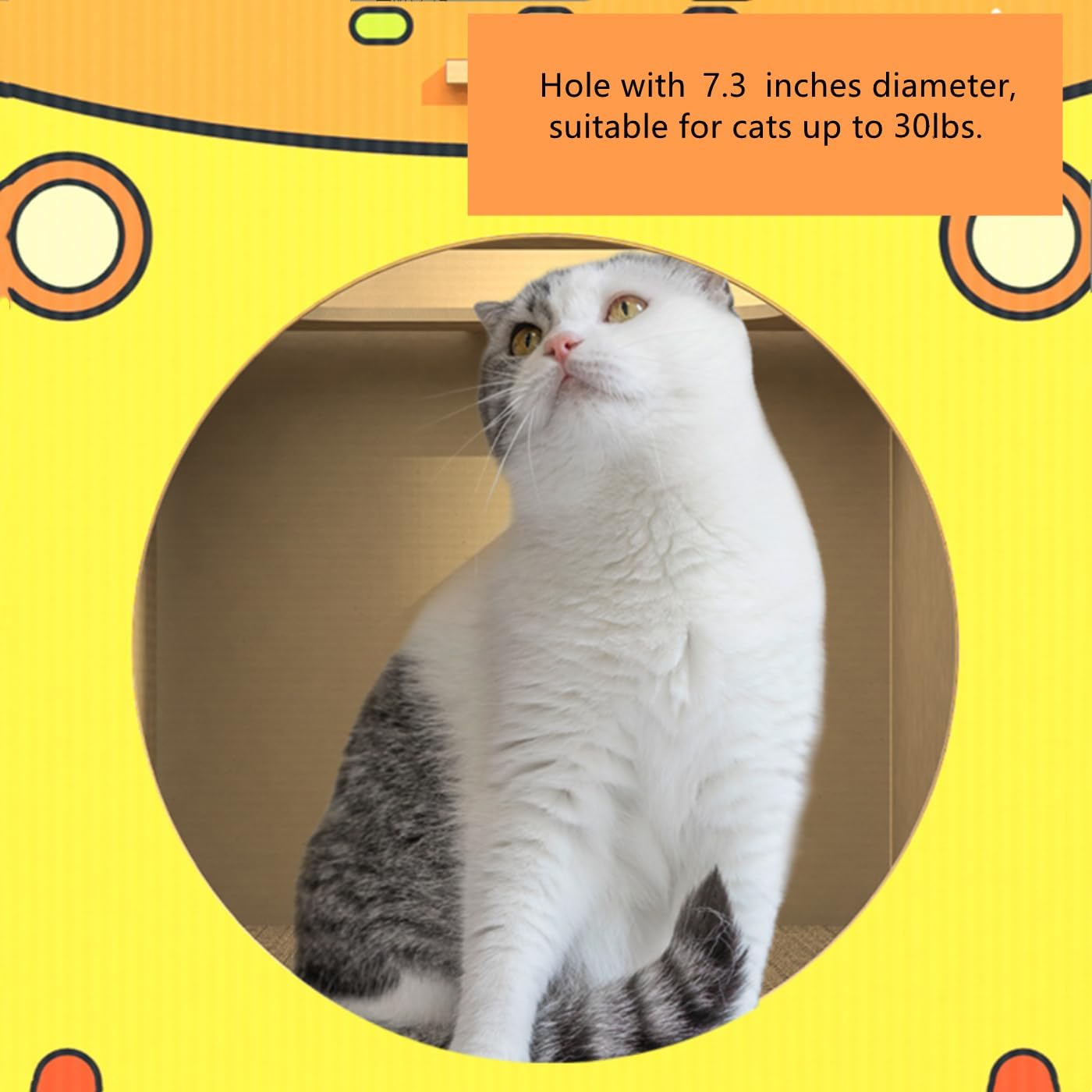 SHENGOCASE Wooden Jumbo 26.4" x 11.8" Extra Large Bus Shaped Cat Scratcher House for Maine Coon, Cardboard Cat House with Scratching Pad