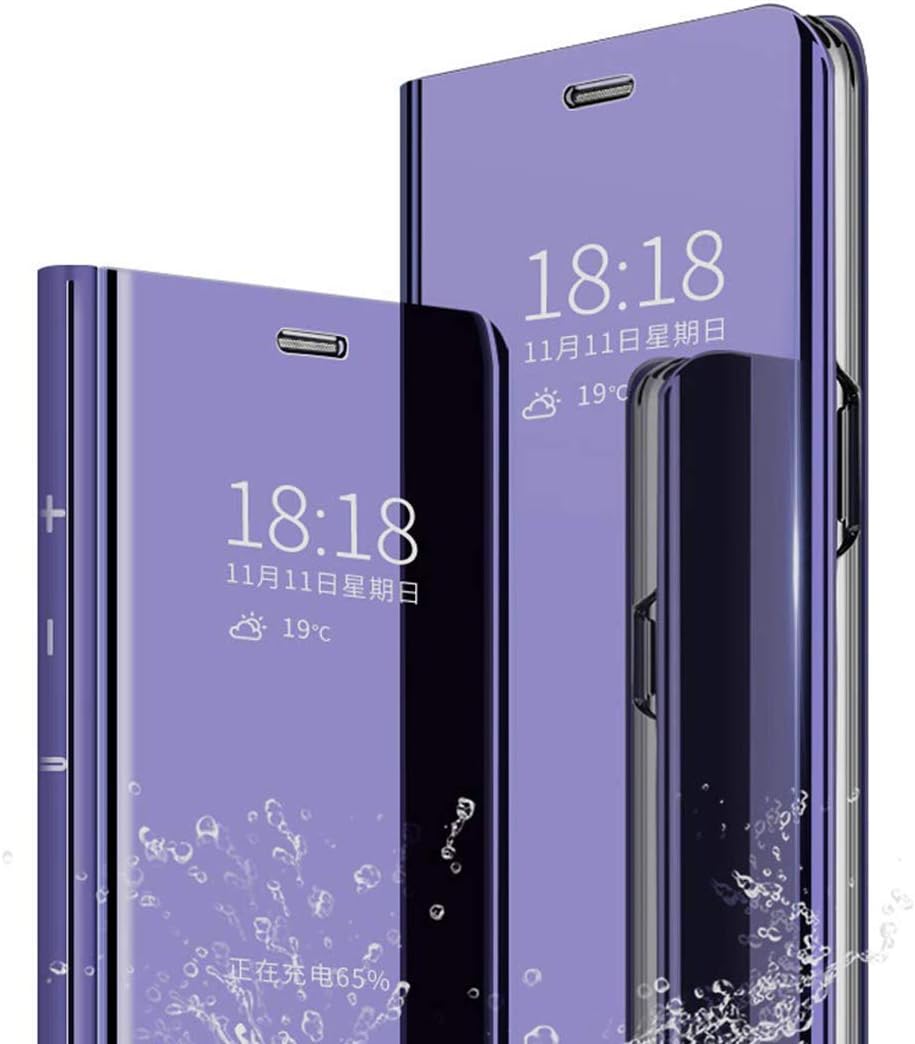 LANYOS Compatible Samsung Galaxy Note 9 Flip Case，Full Body Protection Translucent Electroplate Plating S-View Mirror Cover Built in Kickstand (Purple)