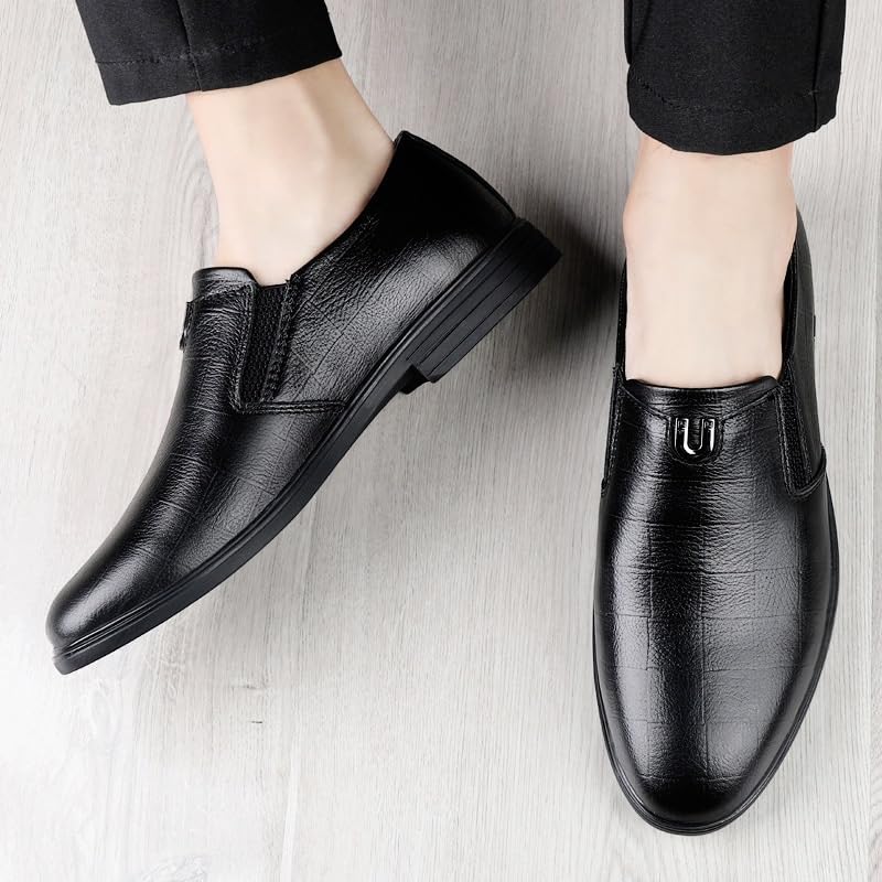 Men's Dress Shoes Fashion Summer and Autumn Men Leather Oxfords Shoes Pointed Toe Lace Up Solid Color Simple British Style Business Formal Dress Shoes2